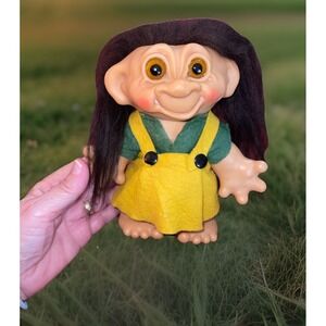 Large Vintage 9" Thomas Dam Troll Doll Rare Good Luck 1961 Scandia House